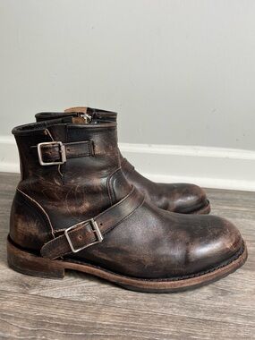 freebird Distressed Dark Brown Leather Engineer Boots